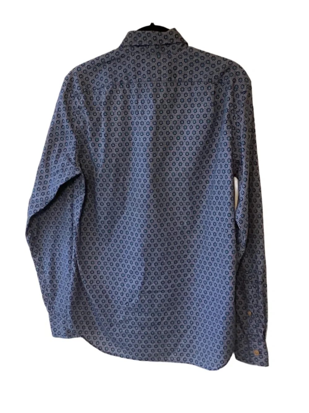 Men's J. Crew Printed Button-Down Shirt Blue Slim Fit 100% Cotton S Office